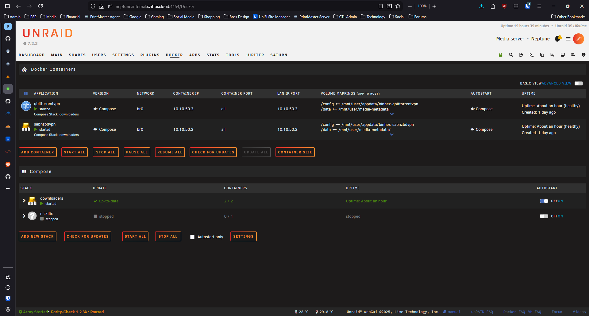 Docker page with Compose tab